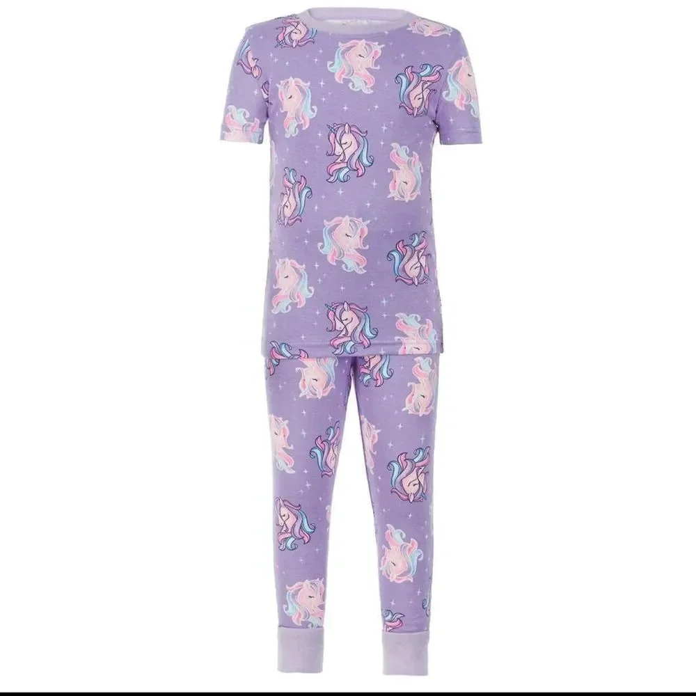Kids' 4-piece Cotton PJ Set, Unicorn Size 7